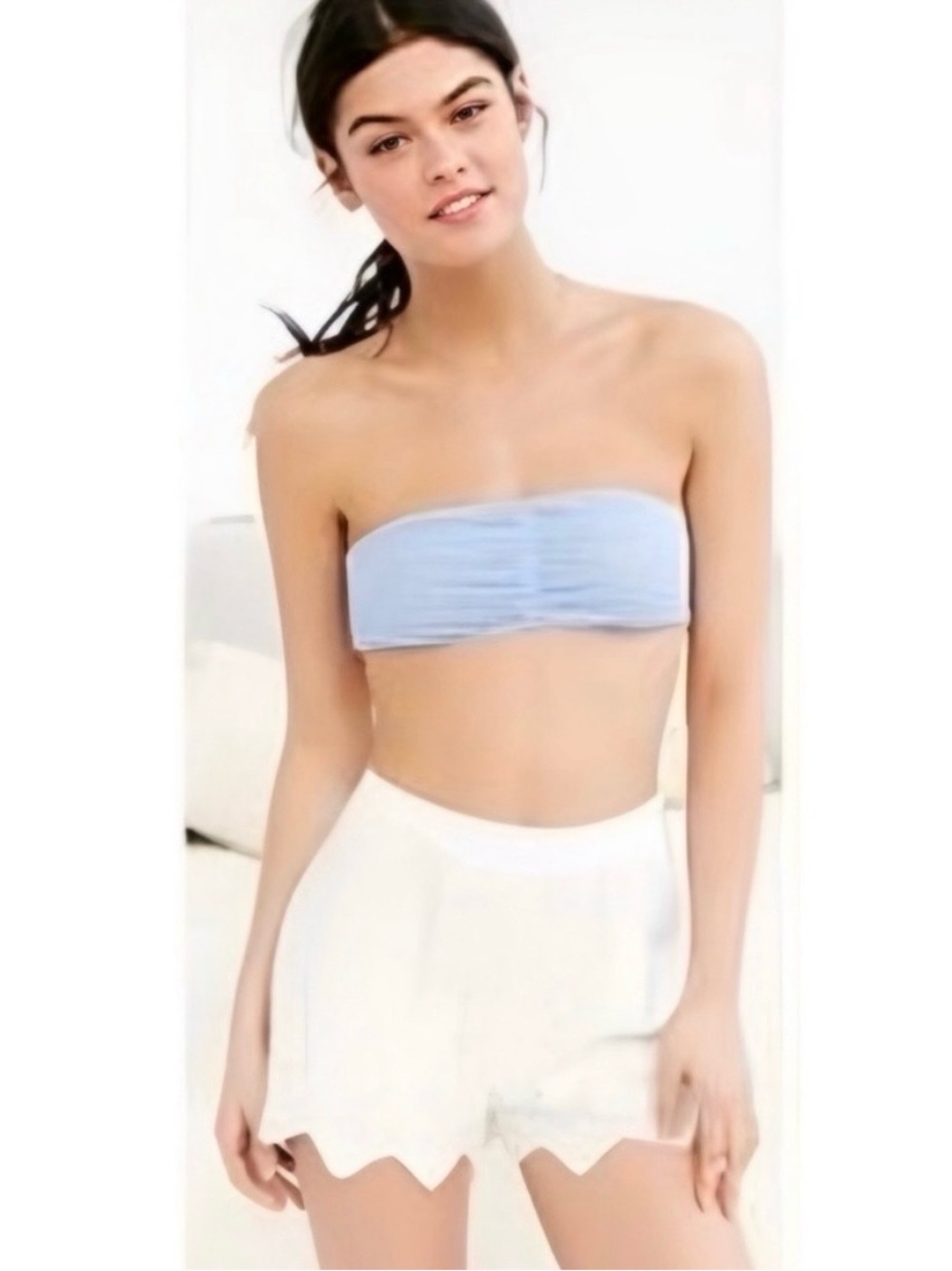 Kimchi Blue Urban Outfitters Light Blue Strapless Lace Bandeau Bralette Large